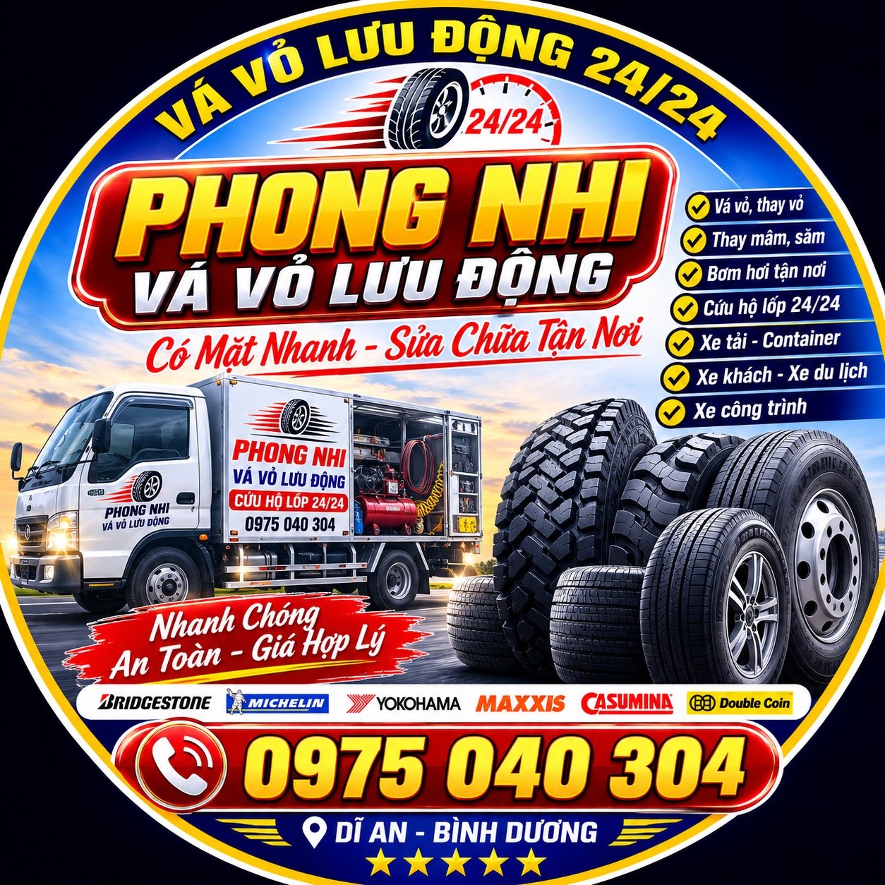 PHONG NHI Vá Vỏ Lưu Động 24/24